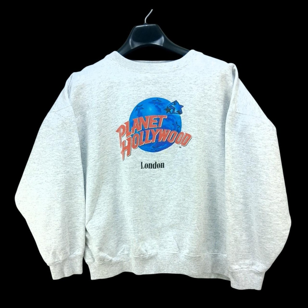 Planet Hollywood London Vintage Grey Sweatshirt Mens XL Crewneck Heather Gray